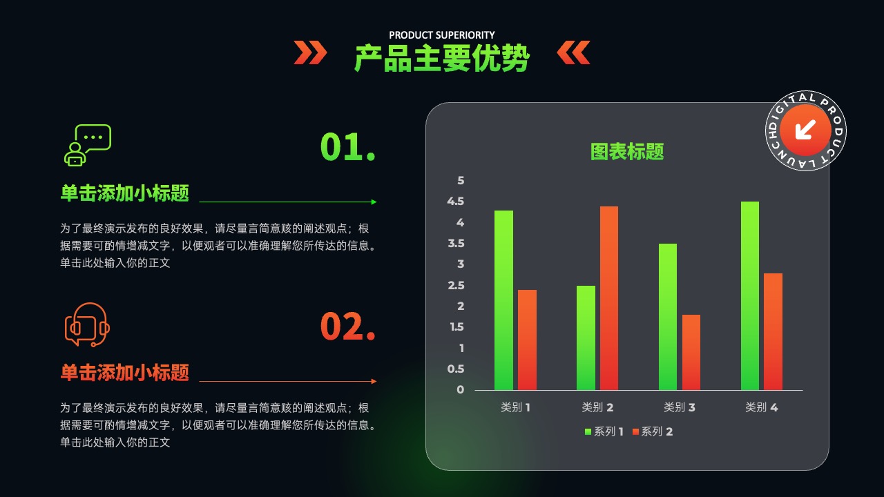 产品优势分析：标题与正文要点PPT模板免费下载