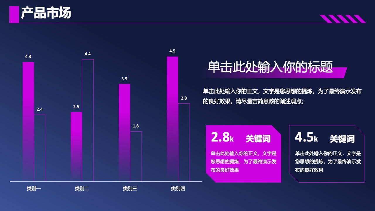 产品市场分析与关键词强调PPT模板免费下载