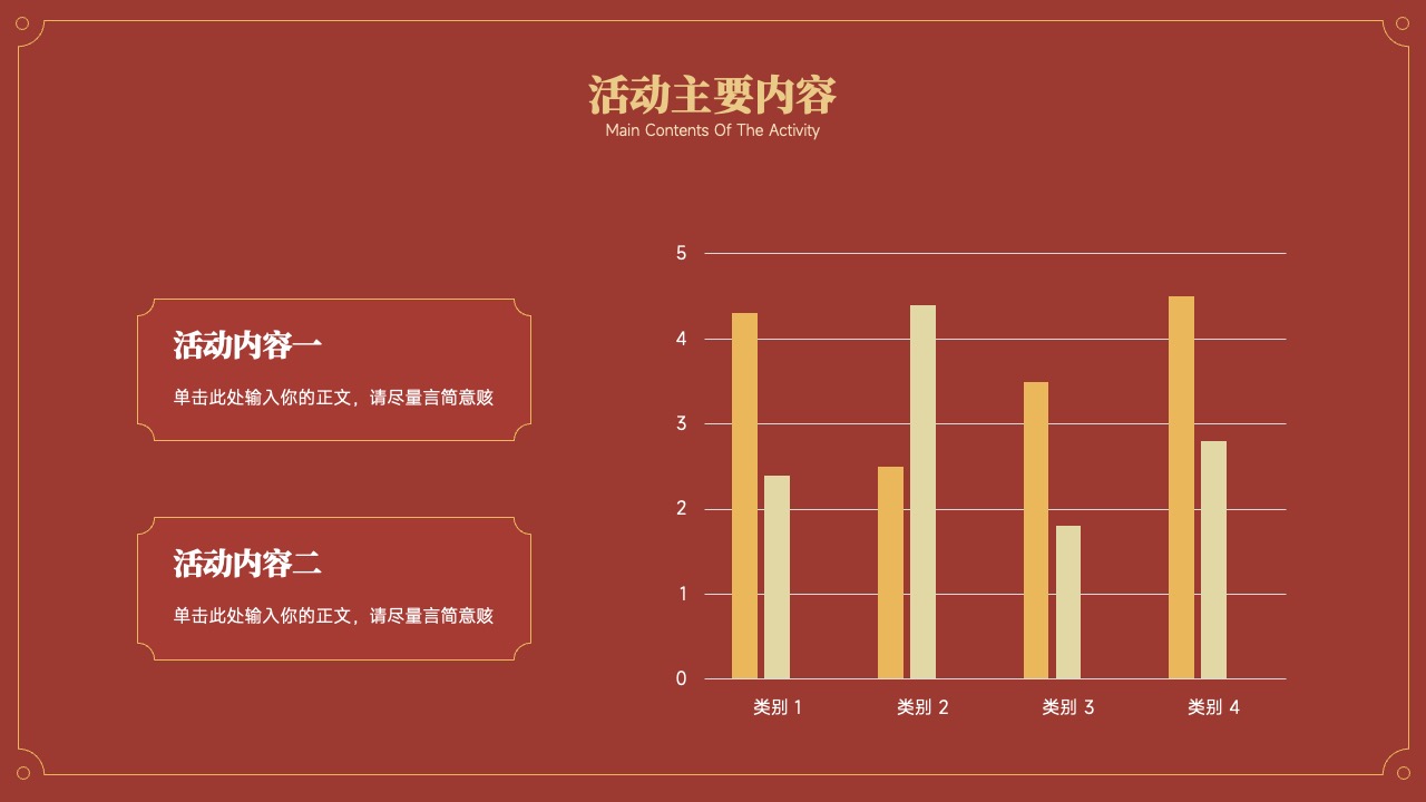 活动主要内容：类别区分与正文输入PPT模板免费下载