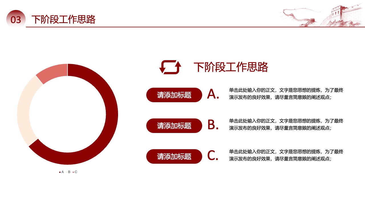 下阶段工作细化安排：思想提炼PPT模板免费下载