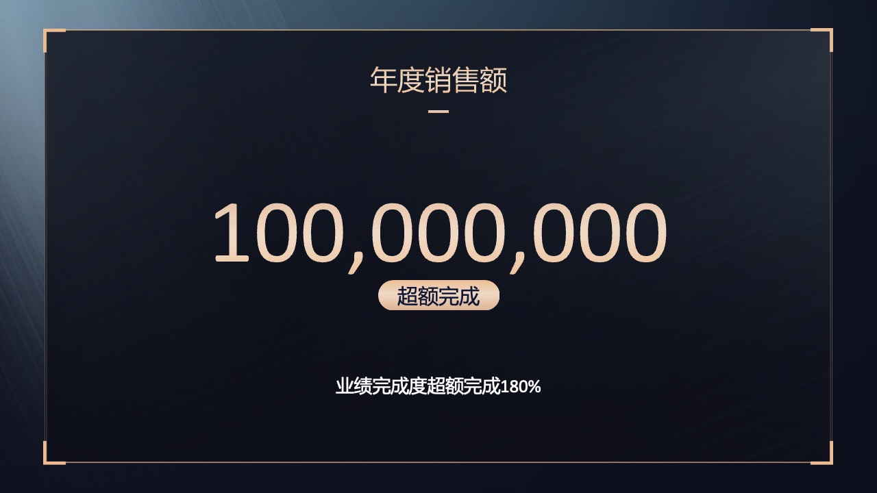 年度销售额：超额完成与业绩完成度PPT模板免费下载