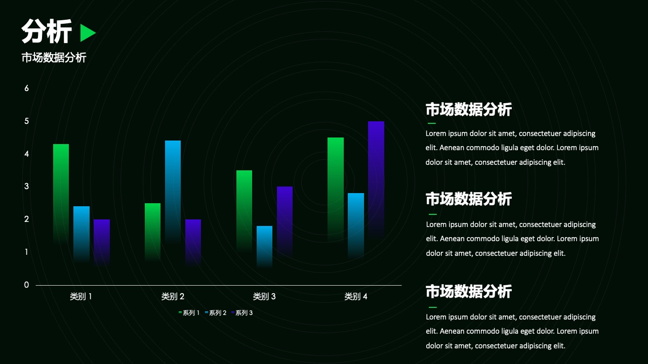市场数据分析：类别与系列比较PPT模板免费下载