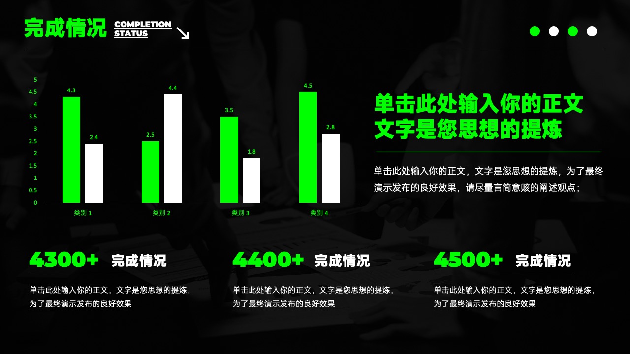 完成情况与类别细化PPT模板免费下载