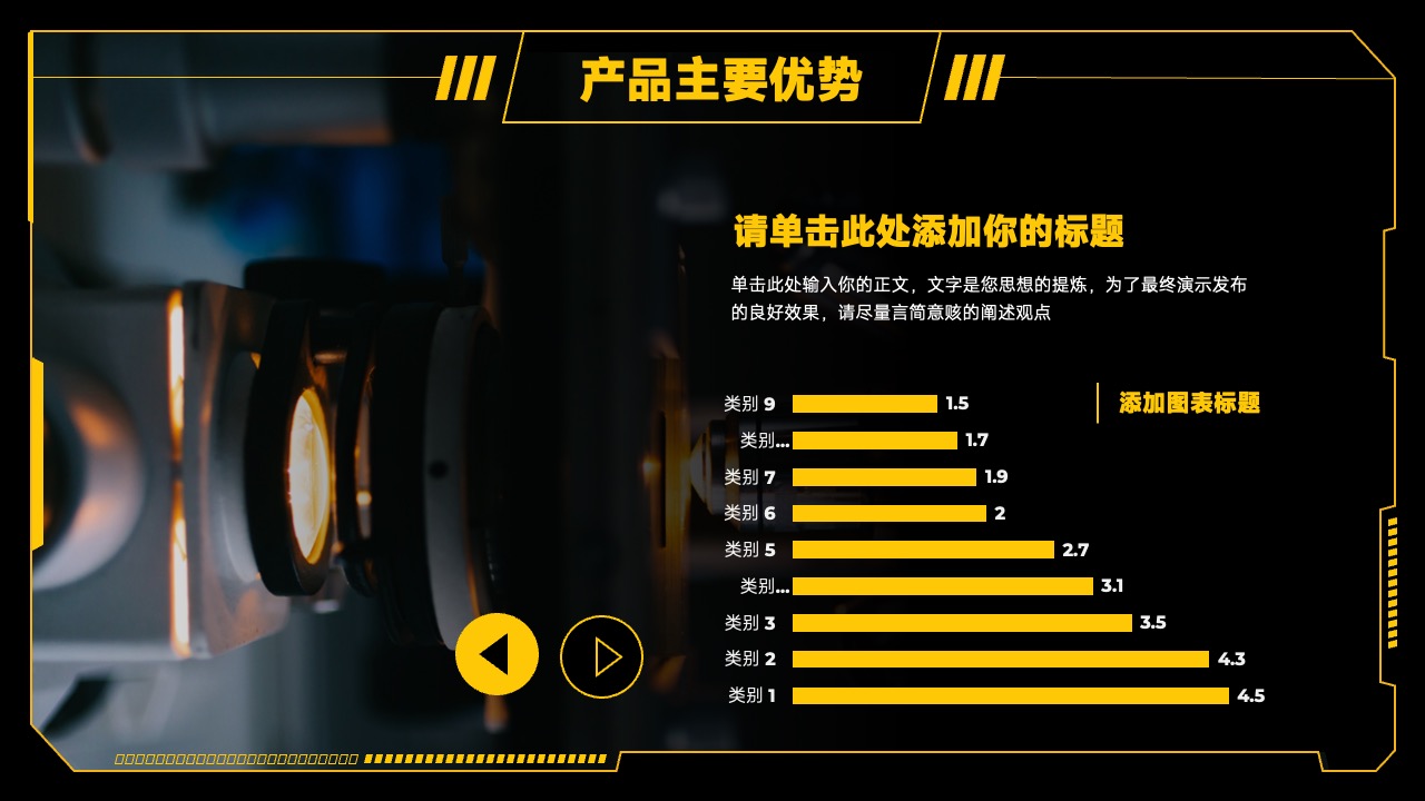 产品优势展示：类别与图表标题PPT模板免费下载