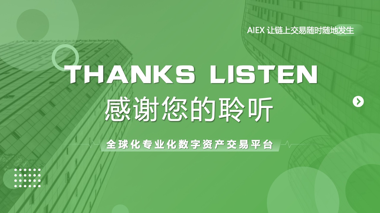 AIEX数字资产交易平台感谢聆听页面PPT模板免费下载