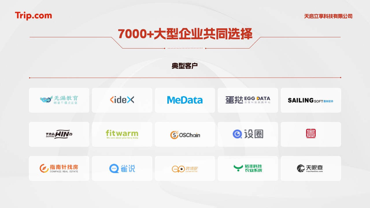 天启立享科技有限公司客户案例PPT模板免费下载