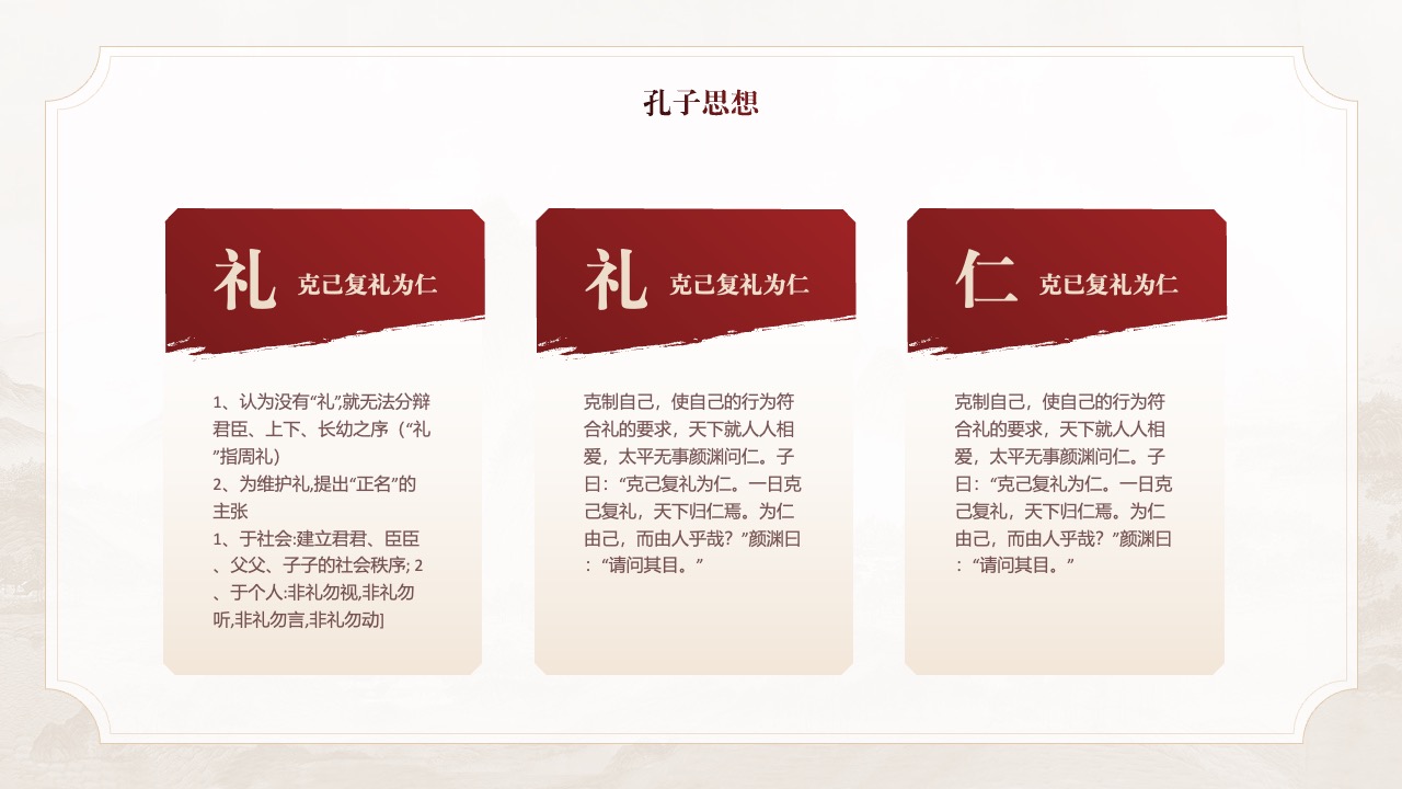 孔子思想精粹：礼与仁的哲学基础PPT模板免费下载