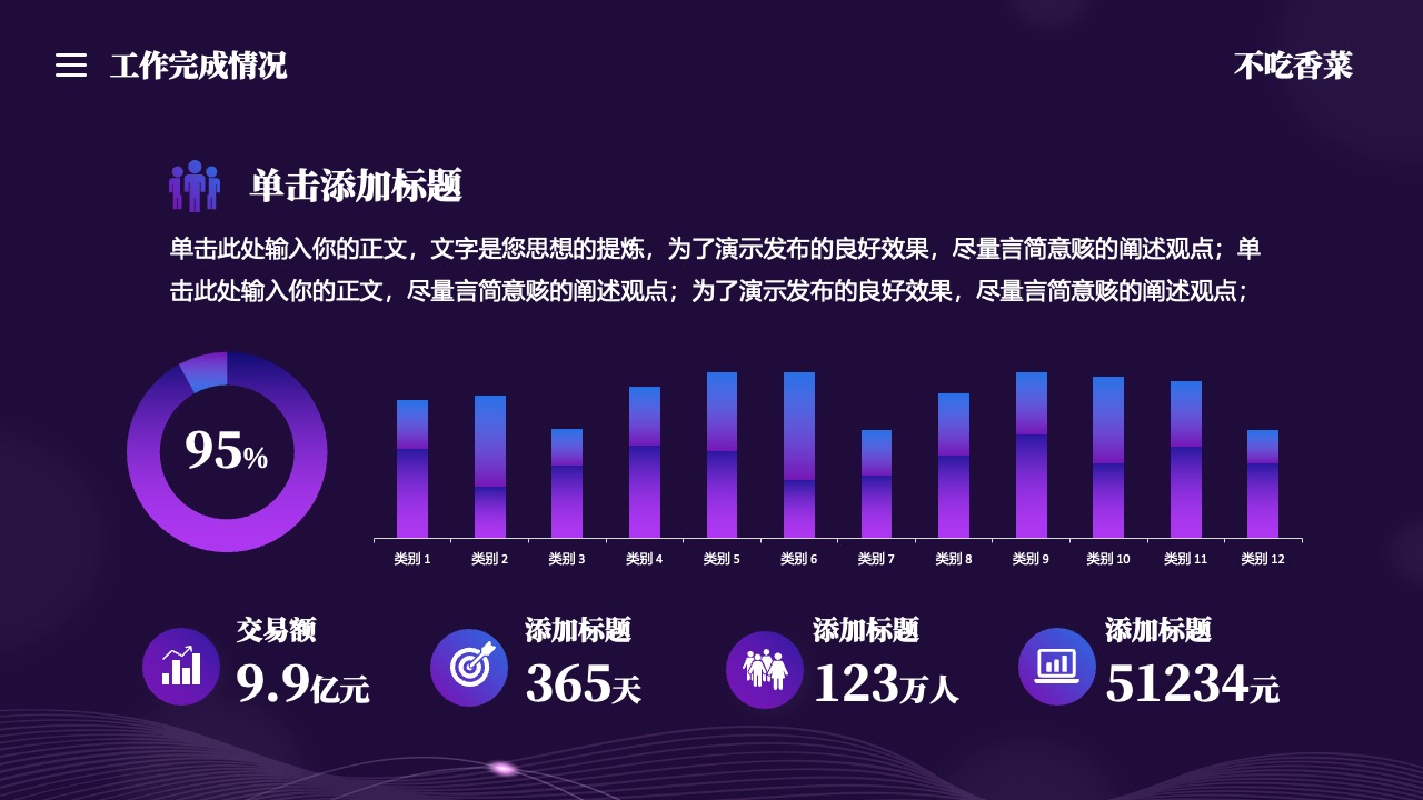 工作完成情况与关键指标PPT模板免费下载