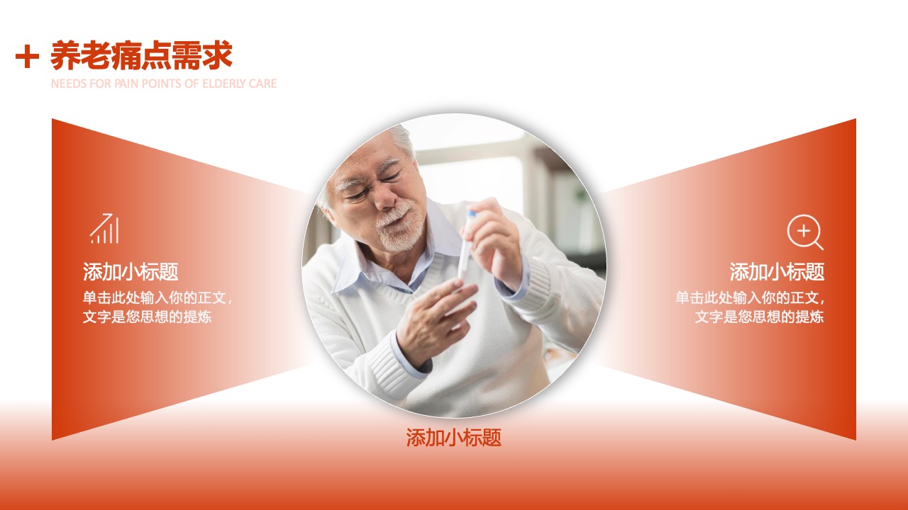 养老痛点需求：观点阐述PPT模板免费下载