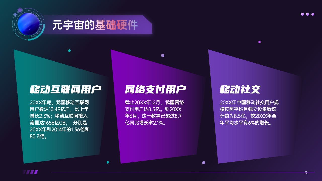 PPT模板  科技风几何元素元宇宙介绍ppt模板