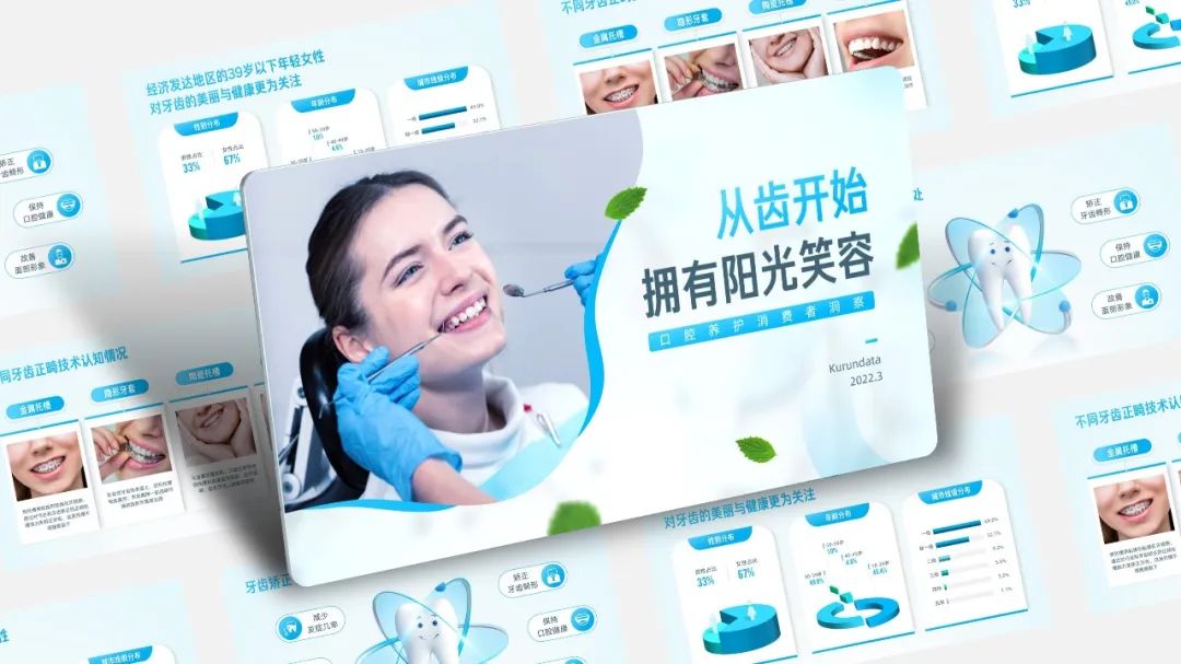 【复盘】爆改一份深色口腔养护医疗PPT，瞬间清爽了