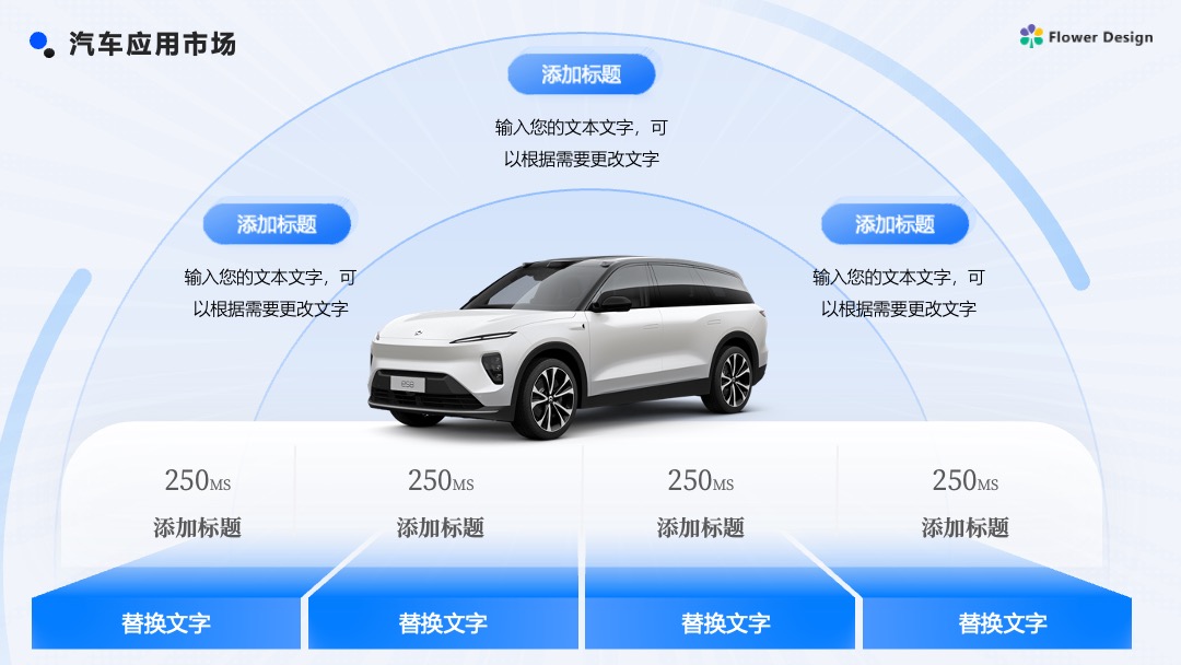 Flower Design PPT架构 PPT模板  新能源汽车市场报告科技风逻辑图PPT模板免费下载