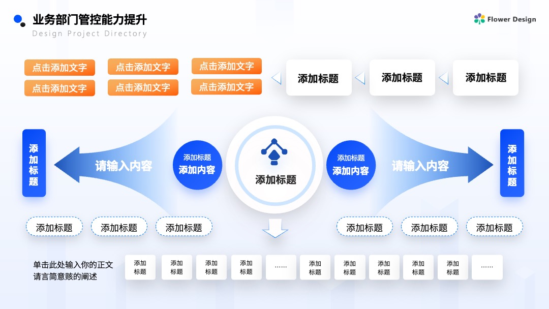 蓝色商务风企业营销案例逻辑架构PPT模板免费下载 Flower Design PPT架构 PPT模板 蓝色商务风企业营销案例逻辑架构PPT模板免费下载