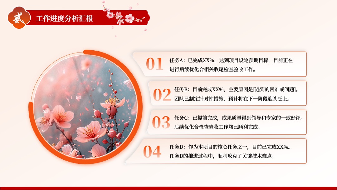 PPT模板  清新唯美春风桃花古风商务汇报