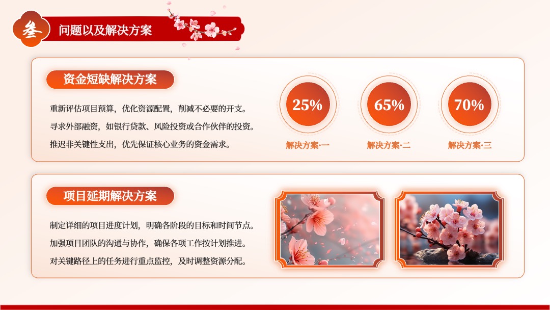 PPT模板  清新唯美春风桃花古风商务汇报