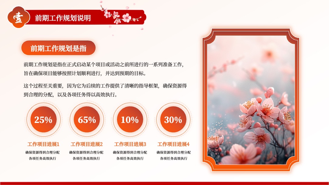 PPT模板  清新唯美春风桃花古风商务汇报