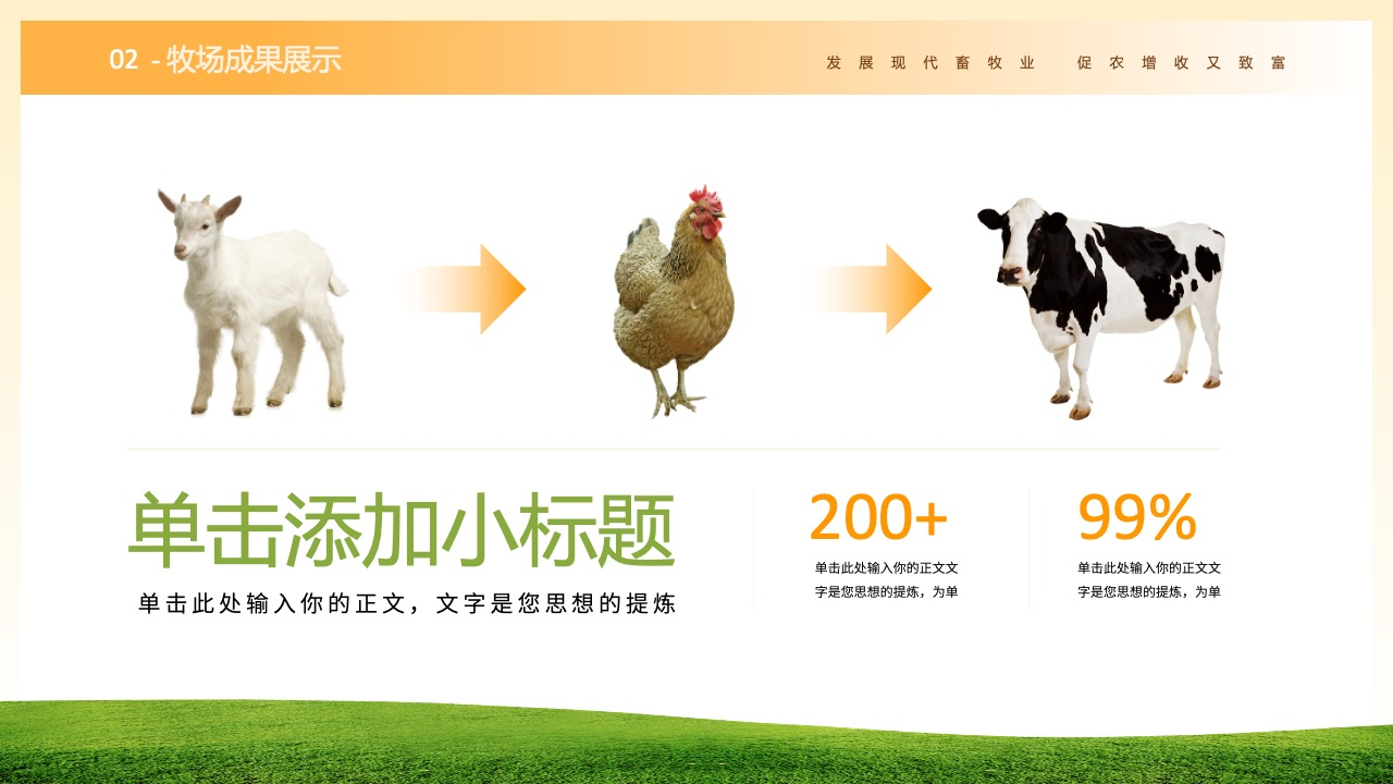 牧场成果展示与现代畜牧业发展PPT模板免费下载