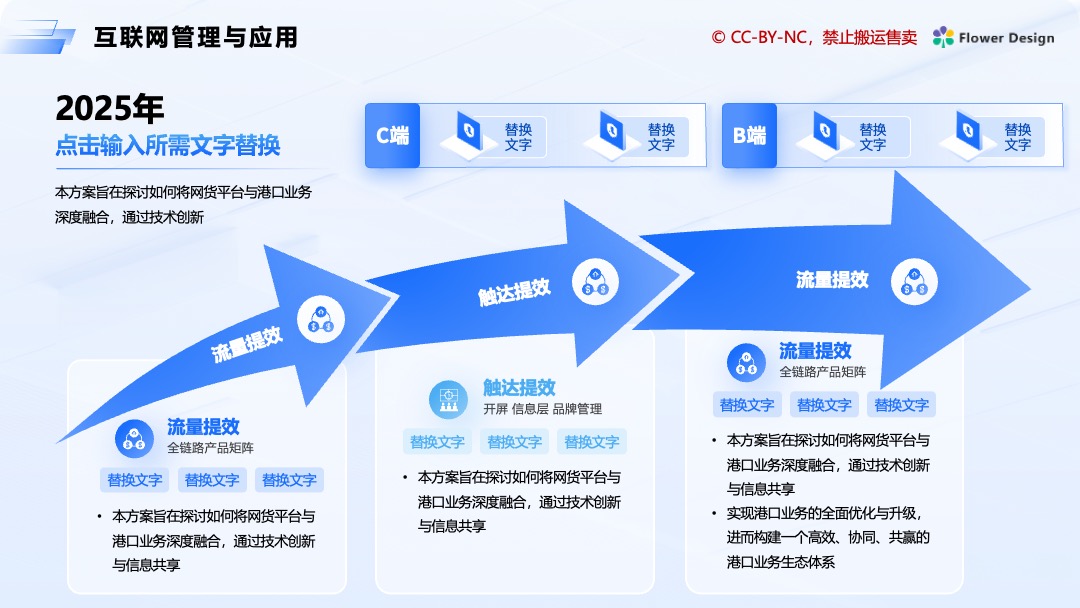 蓝色商务风职场办公通用逻辑架构PPT模板免费下载 Flower Design PPT模板 蓝色商务风职场办公通用逻辑架构PPT模板免费下载