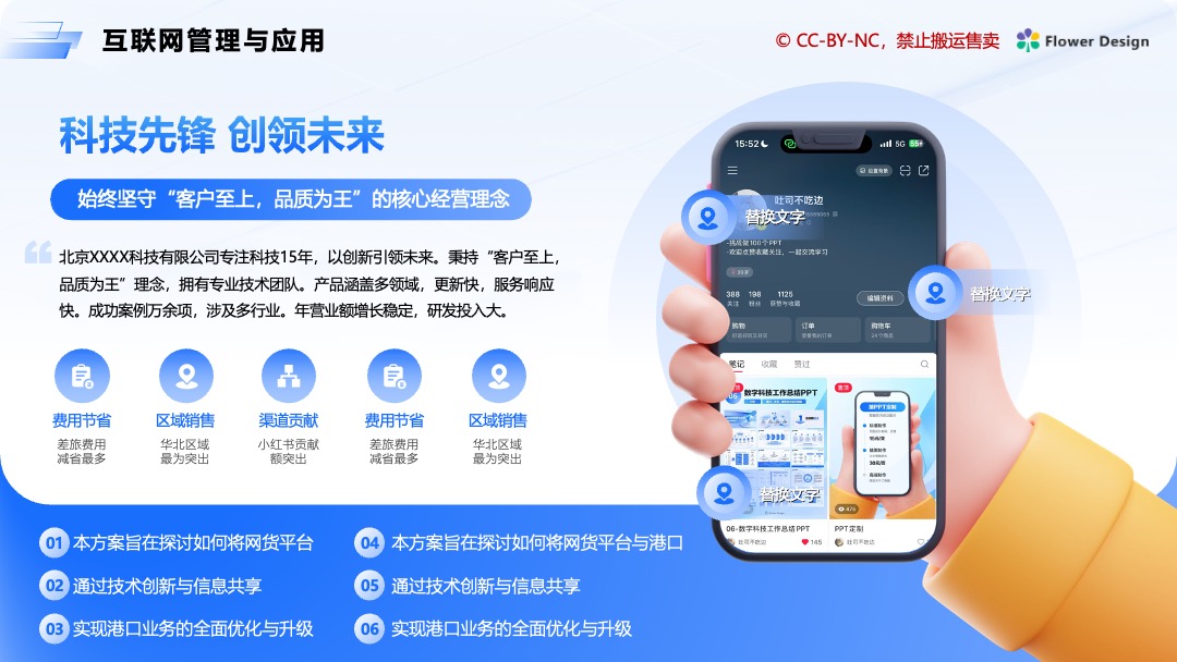 蓝色商务风职场办公通用逻辑架构PPT模板免费下载 Flower Design PPT模板 蓝色商务风职场办公通用逻辑架构PPT模板免费下载