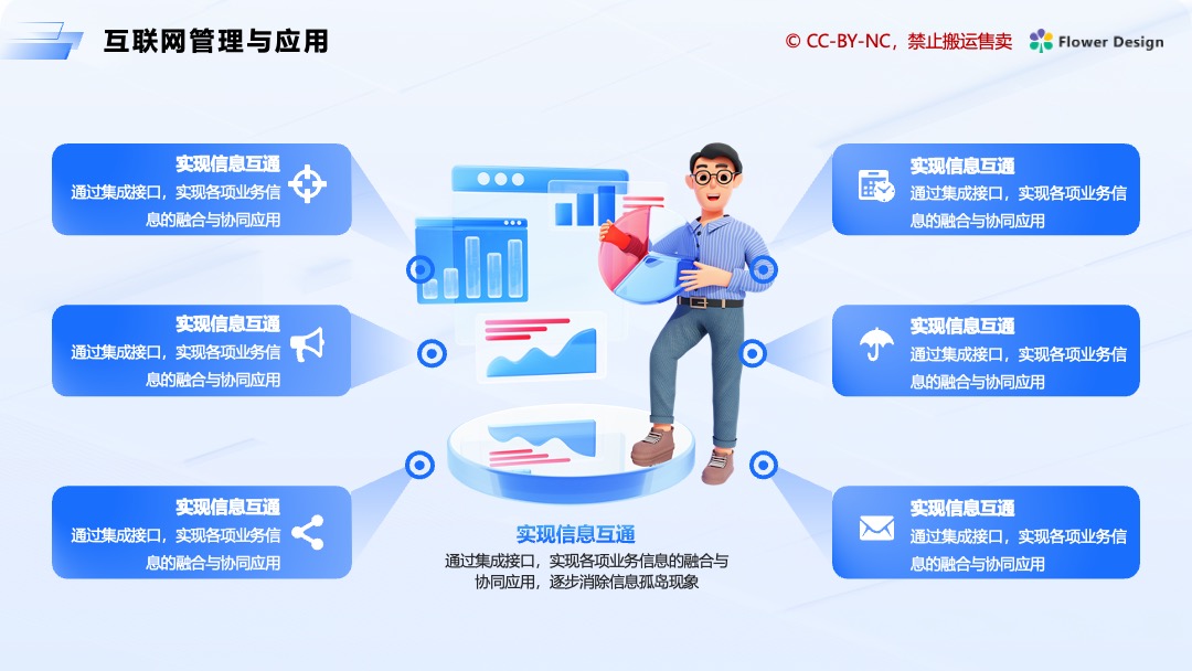 蓝色商务风职场办公通用逻辑架构PPT模板免费下载 Flower Design PPT模板 蓝色商务风职场办公通用逻辑架构PPT模板免费下载