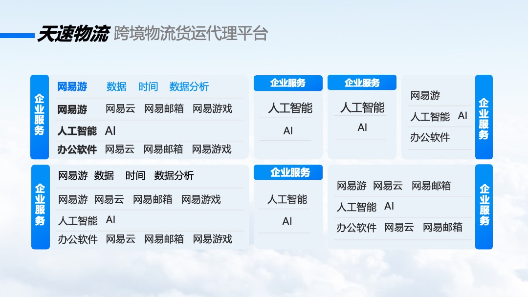 Flower Design PPT模板  蓝色商务风跨境物流货运代理PPT模板免费下载