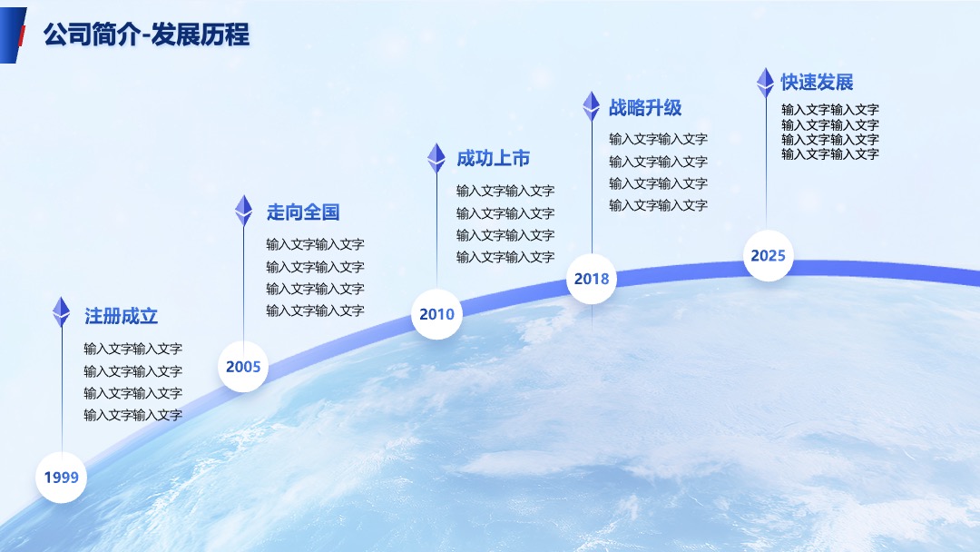 公司简介-发展历程时间轴PPT模板免费下载