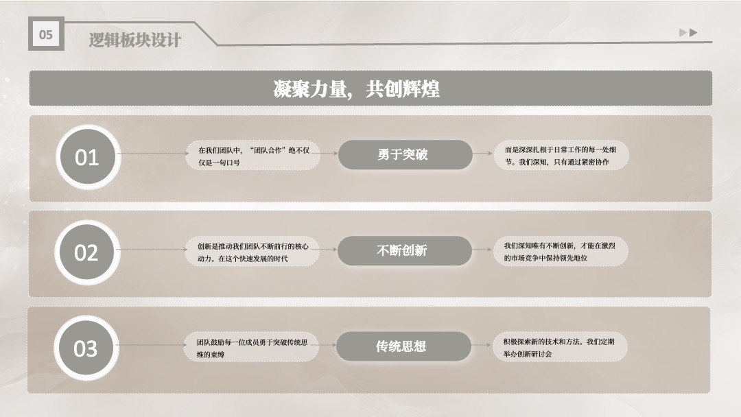 PPT架构 PPT模板  浅色优雅逻辑板块设计PPT模板免费下载