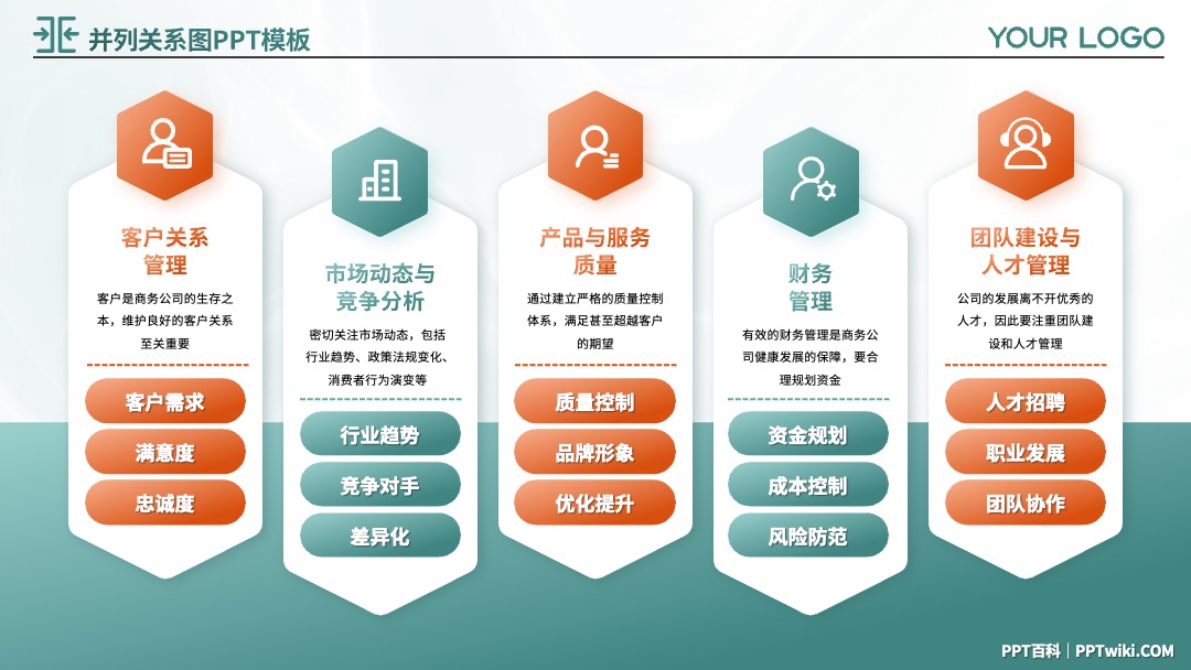 橙绿配色并列关系图文排版PPT模板免费下载 PPT模板 橙绿配色并列关系图文排版PPT模板免费下载