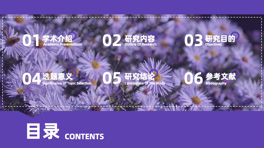 PPT模板  紫色小清新风格目录页PPT模板免费下载
