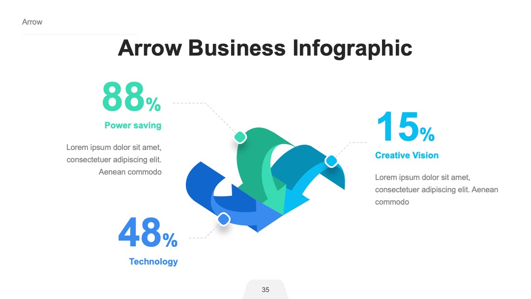 箭头业务数据展示PPT模板免费下载