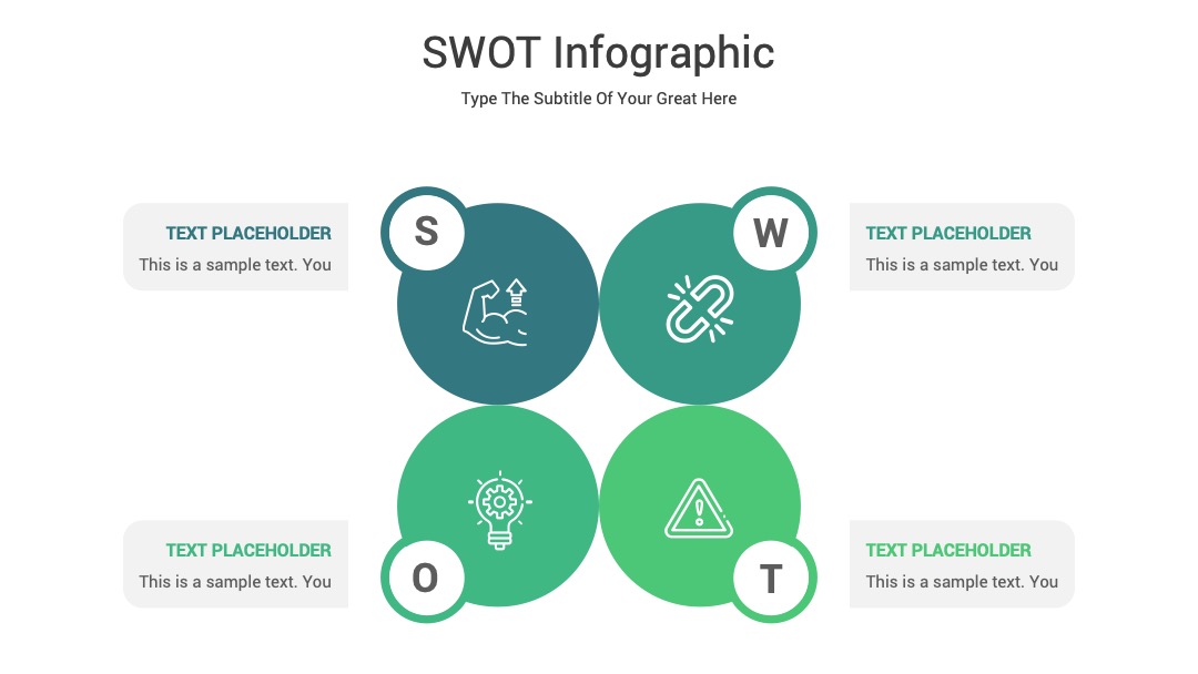 战略分析字母标注SWOT图PPT模板免费下载