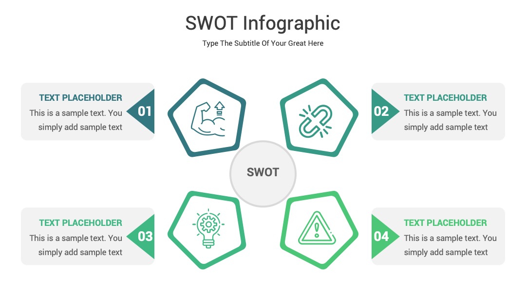 创意设计多边形SWOT布局PPT模板免费下载
