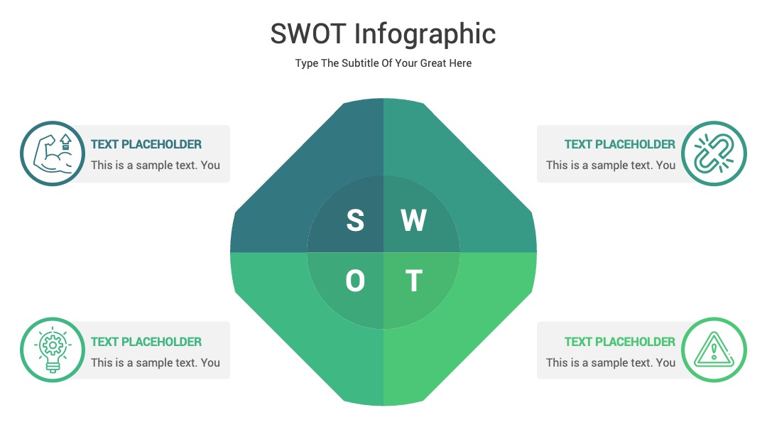 战略规划多边形SWOT图表PPT模板免费下载