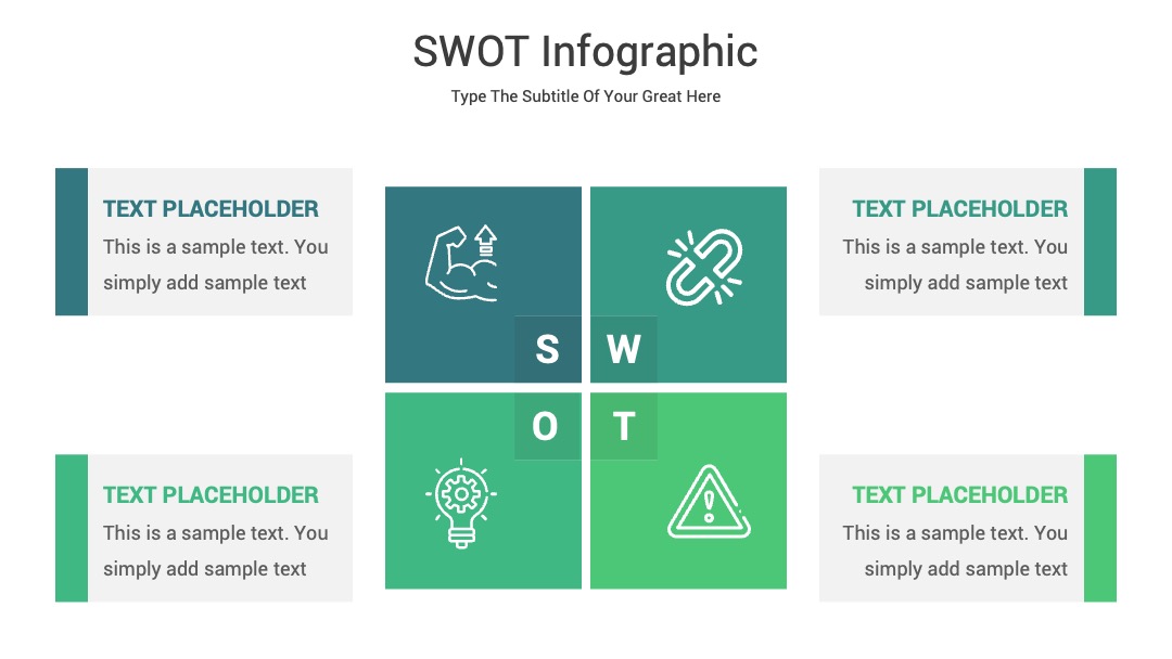 报告展示色块SWOT信息图PPT模板免费下载