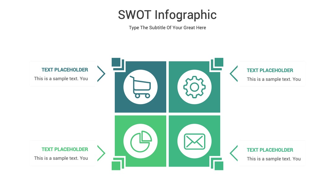 市场分析带箭头SWOT布局PPT模板免费下载