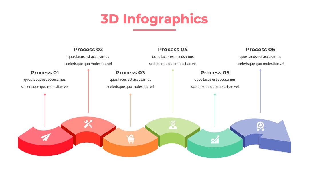 3D波浪流程汇报PPT模板免费下载