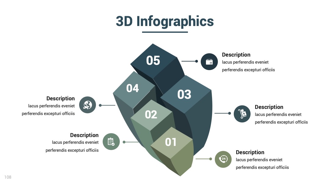 3D扇形模块流程PPT模板免费下载