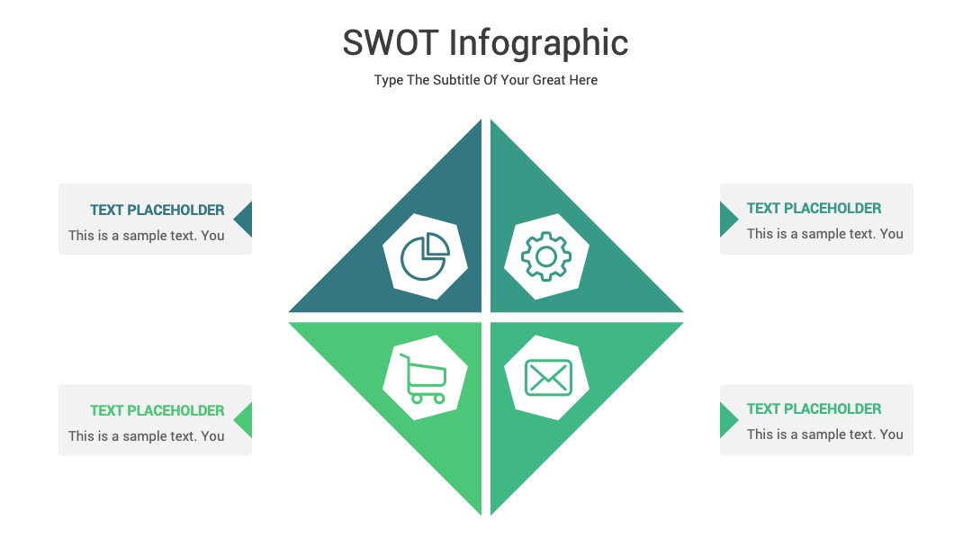 数据分析菱形SWOT布局PPT模板免费下载