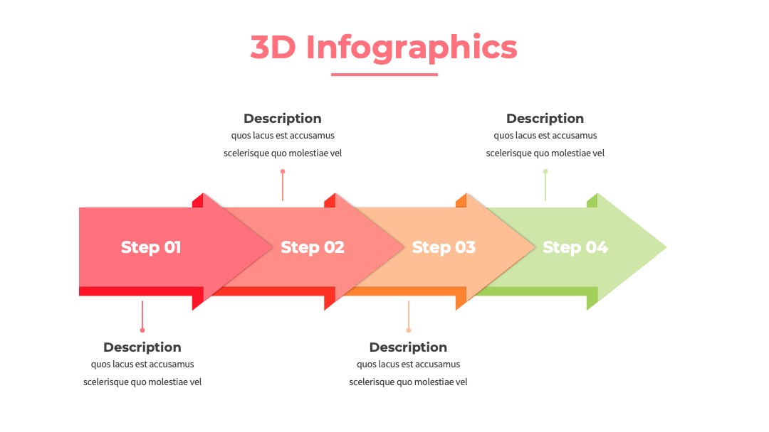 3D箭头流程汇报PPT模板免费下载