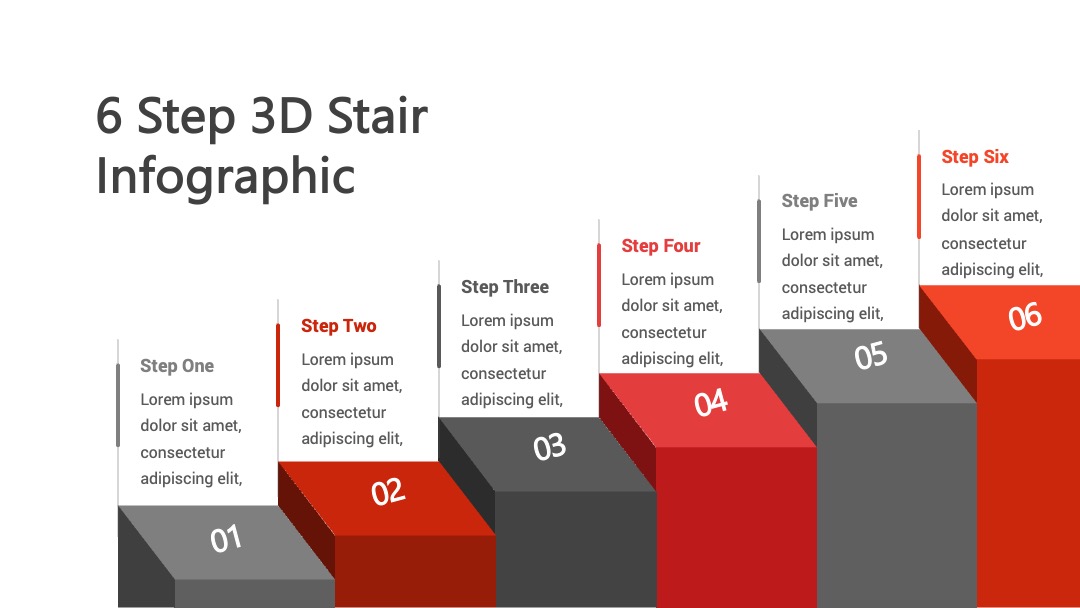 项目管理六步3D阶梯PPT模板免费下载