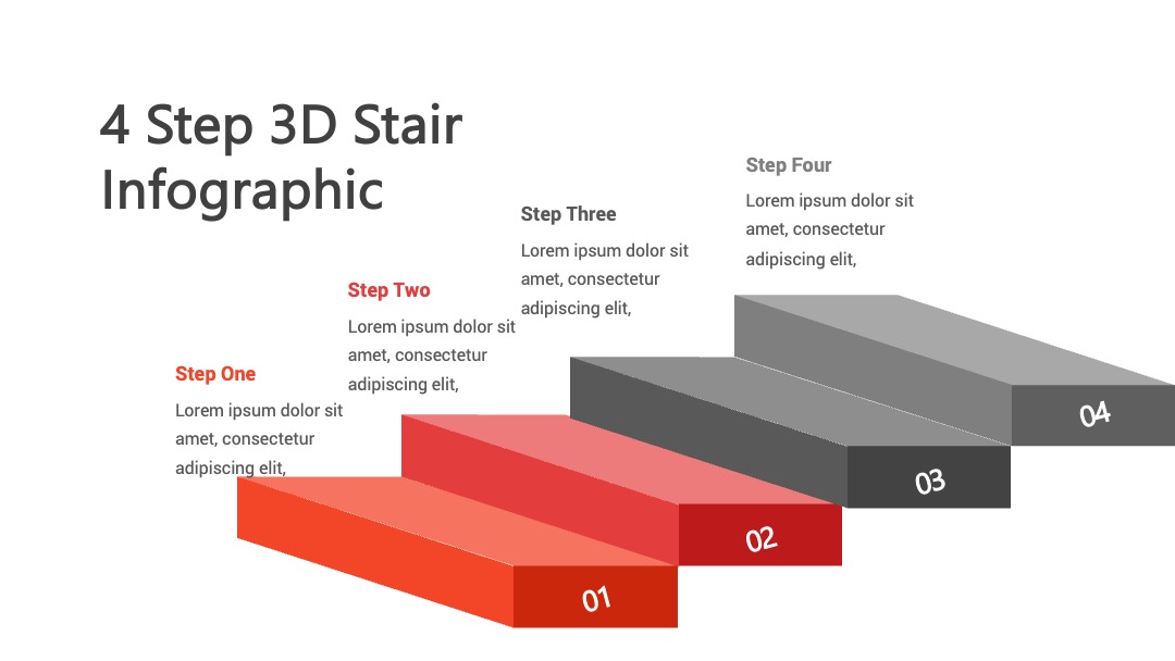 工作指导四步3D阶梯PPT模板免费下载