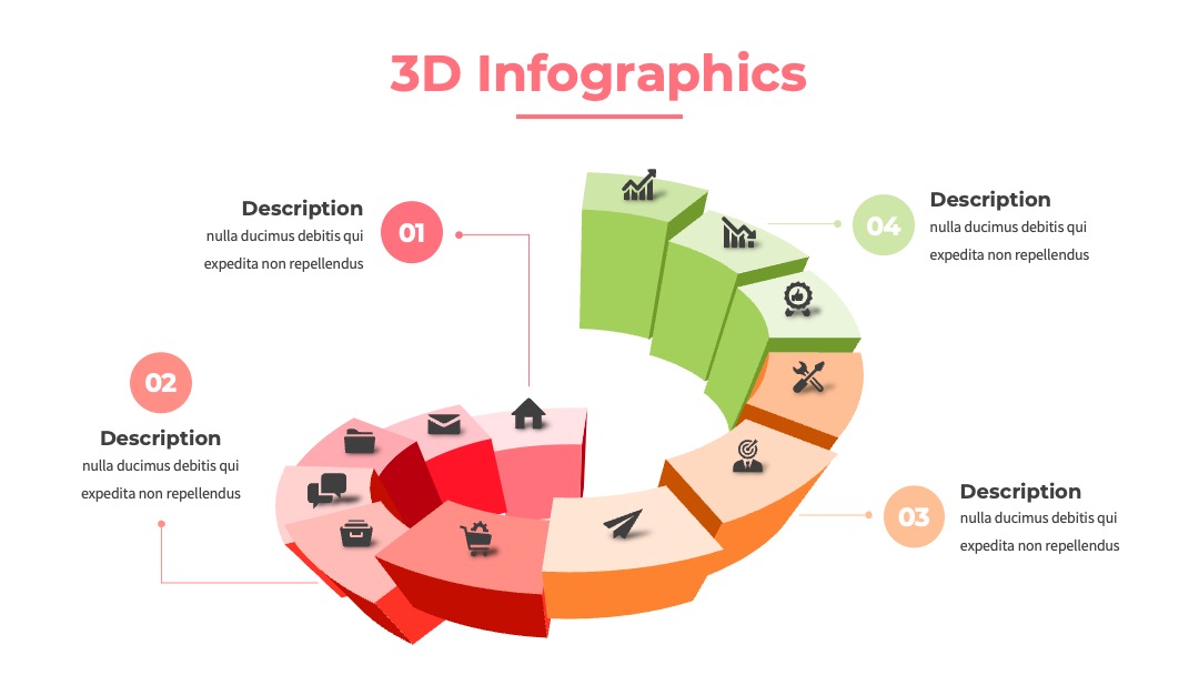商业四模块3D数据展示PPT模板免费下载