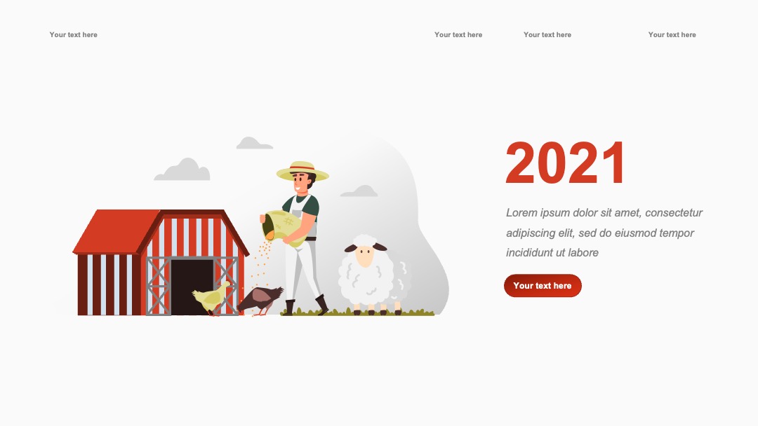农场2025年场景插画PPT模板免费下载