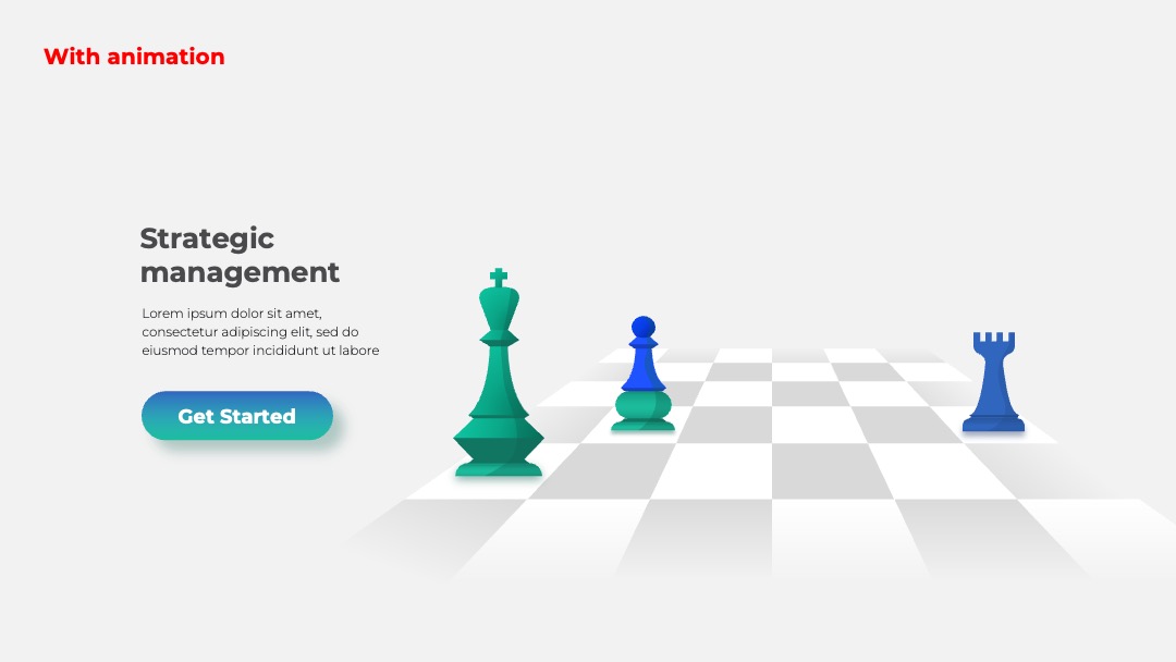 带动画国际象棋战略管理PPT模板免费下载