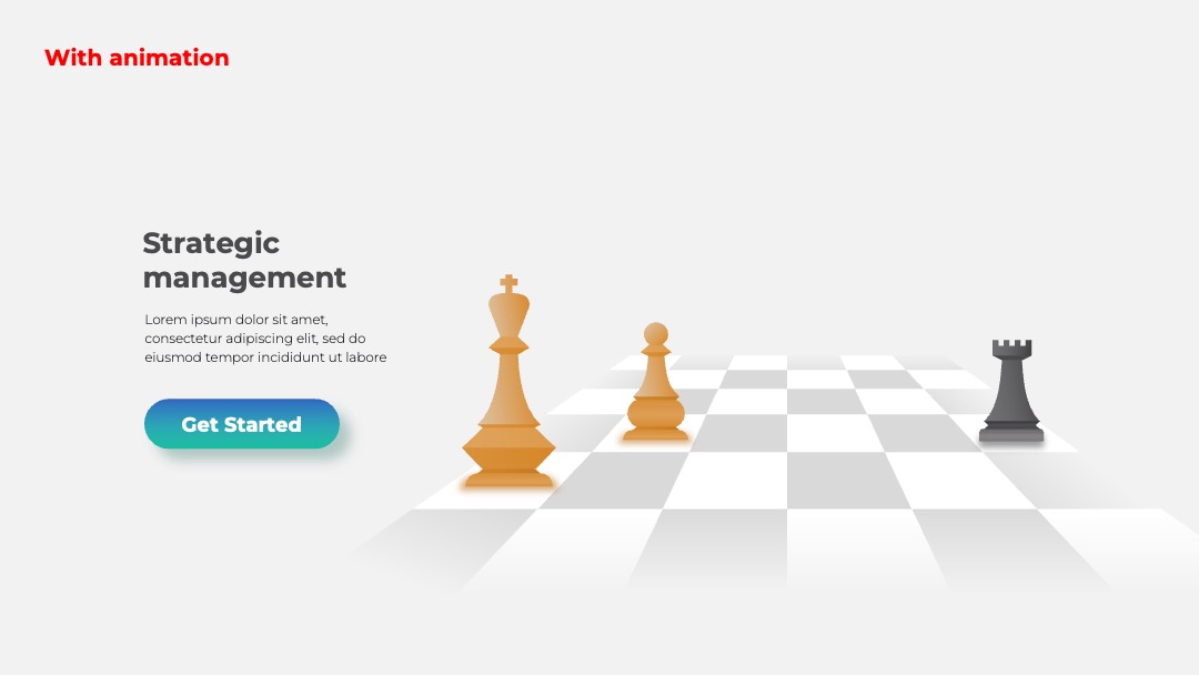 带动画国际象棋战略管理（棕色棋子）PPT模板免费下载
