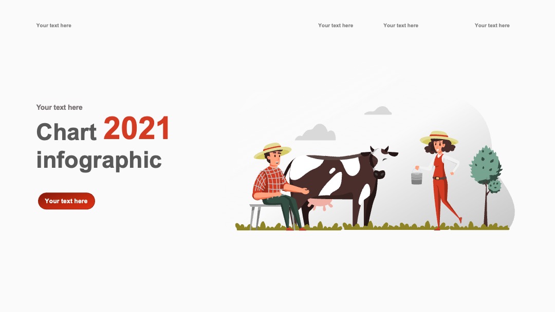 农场奶牛互动图表插画PPT模板免费下载