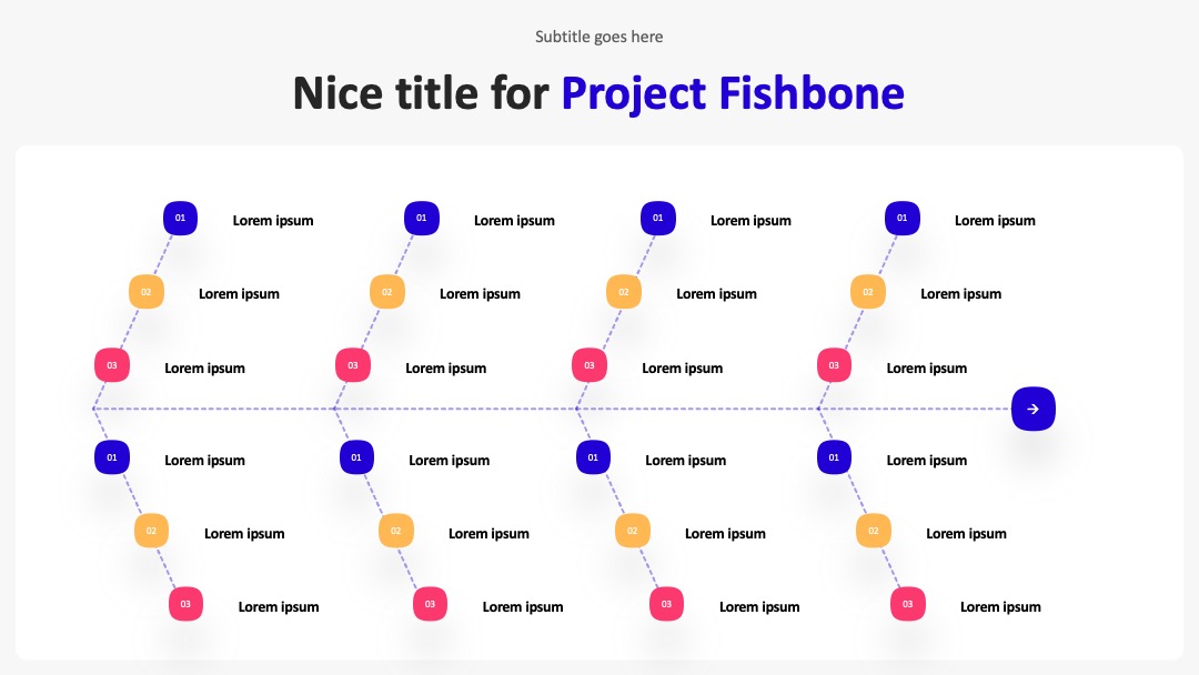 多分支项目鱼骨图分析PPT模板免费下载