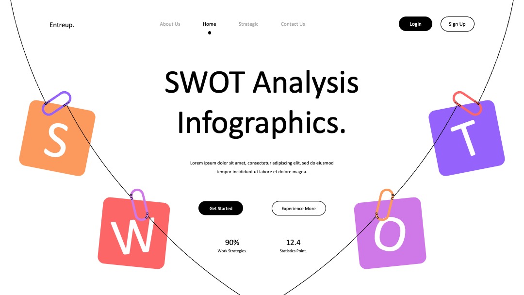 创意悬挂式SWOT分析信息图表PPT模板免费下载
