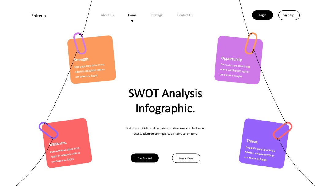 简约布局SWOT分析信息图表PPT模板免费下载