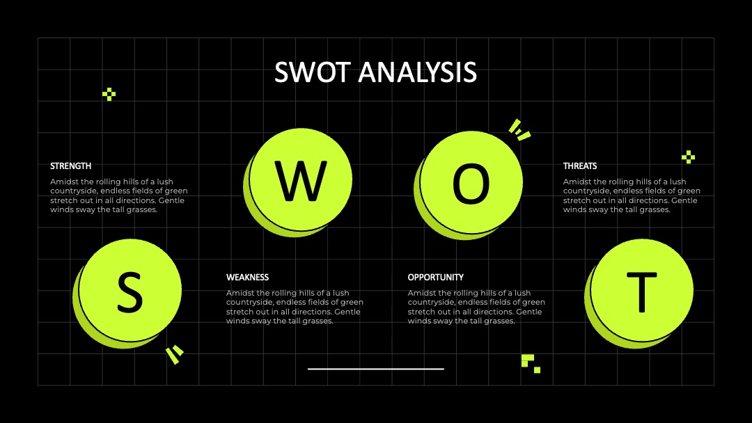 创意错位排列SWOT分析PPT模板免费下载